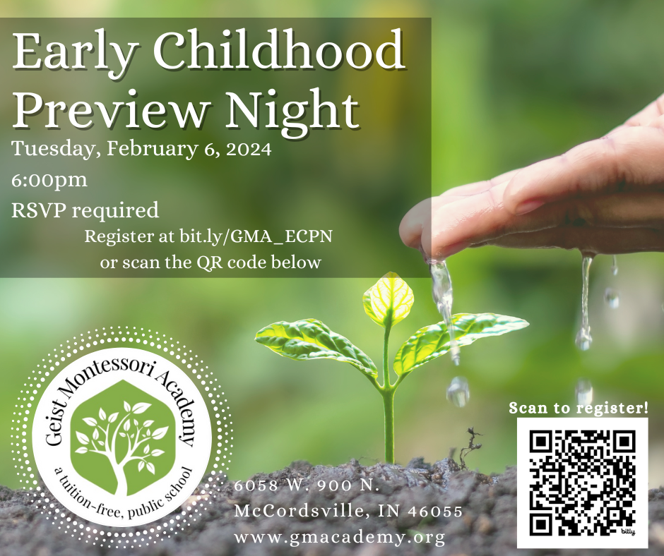 Advertisement for Early Childhood Preview Night on February sixth.